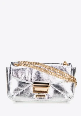 Minitorebka crossbody z połyskującej ekoskóry srebrna Wittchen