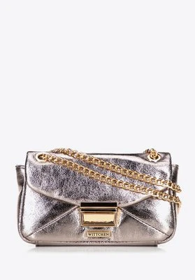 Minitorebka crossbody z połyskującej ekoskóry szara Wittchen