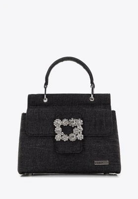 Minitorebka kuferek dżinsowa z błyszczącą klamrą grafitowa Wittchen