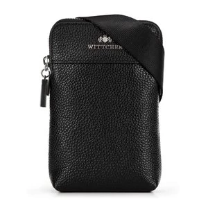 Minitorebka skórzana crossbody czarna ze srebrnym logo Wittchen