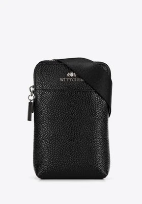 Minitorebka skórzana crossbody czarna ze srebrnym logo Wittchen