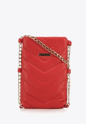 Minitorebka z pikowanej ekoskóry prostokątna na łańcuszku czerwona Wittchen