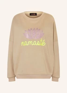 Miss Goodlife Bluza Nierozpinana Oversize Namaste Z Ozdobnymi Kamykami beige