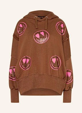 Miss Goodlife Bluza Z Kapturem Oversize Z Ozdobnymi Kamykami braun