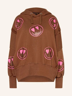 Miss Goodlife Bluza Z Kapturem Oversize Z Ozdobnymi Kamykami braun