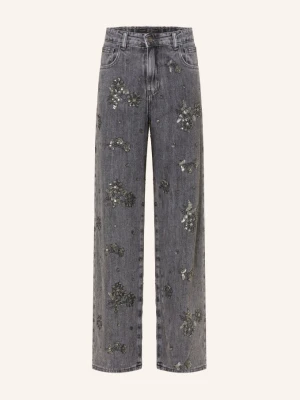 Miss Goodlife Jeansy Wide Leg Z Kamieniami Ozdobnymi I Cekinami grau 29 GREY