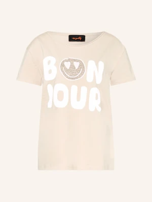 Miss Goodlife Koszulka Oversize Z Ozdobnymi Kamykami beige