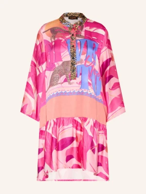 Miss Goodlife Satyna Sukienka Z Falbanami pink