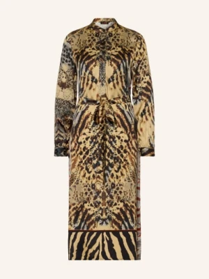 Miss Goodlife Satynowa Sukienka Blue Zebra beige