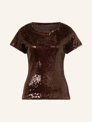 Miss Goodlife T-Shirt Glamour Glow Z Cekinami braun CIEMNOBRĄZOWY