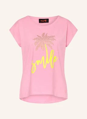 Miss Goodlife T-Shirt Z Obszyciem Ozdobnymi Kamykami rosa