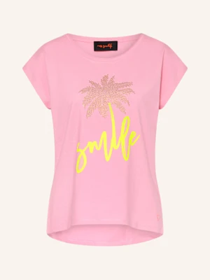 Miss Goodlife T-Shirt Z Obszyciem Ozdobnymi Kamykami rosa