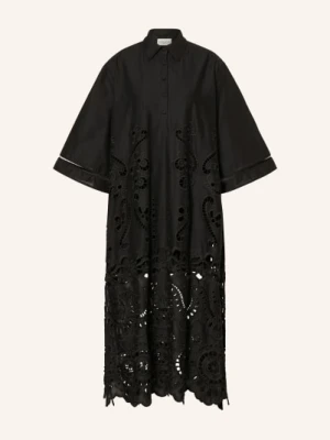 Miss June Sukienka Koszulowa Adria Z Koronką Ażurową I Rękawami 3/4 schwarz