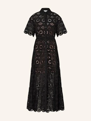 Miss June Sukienka Z Dziurkowanej Koronki schwarz