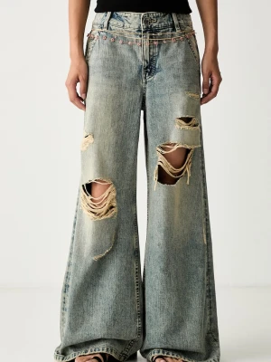Miss Sixty jeansy wide leg damskie niebieski