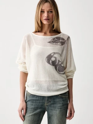 Miss Sixty sweter damski z lnem beżowy
