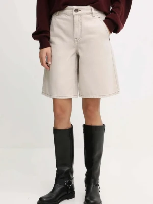 Miss Sixty szorty jeansowe damskie kolor beżowy gładkie high waist 6S3JJ47100