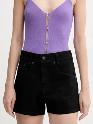 Miss Sixty szorty jeansowe damskie kolor czarny gładkie high waist 6S2JJ3310T
