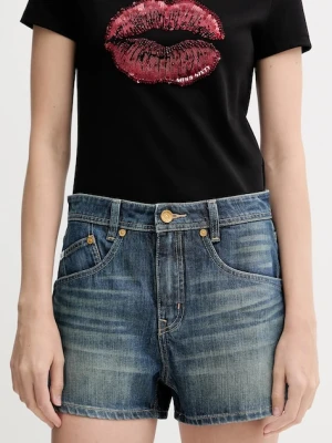 Miss Sixty szorty jeansowe damskie kolor niebieski gładkie high waist 6S2JJ3320T
