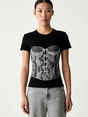 Miss Sixty T-shirt damski bawełniany z elastanem czarny