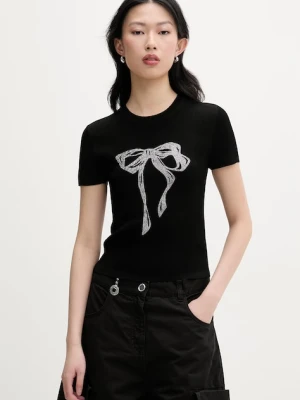 Miss Sixty T-shirt damski z dodatkiem jedwabiu