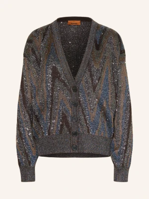 Missoni Kardigan Z Cekinami I Błyszczącą Przędzą braun brązowy