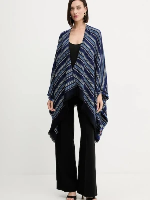 Missoni poncho wełniane kolor granatowy MA9EWODA413