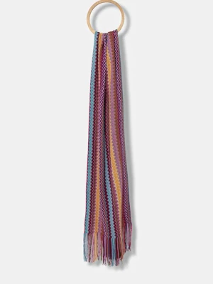 Missoni szalik z wełną damski kolor różowy wzorzysty SC35WMDA224
