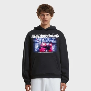 Mister Tee Drift Racing Fluffy Hoody mężczyźni Bluzy czarny rozmiar Odzież