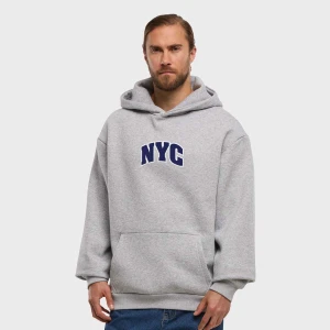 Mister Tee NYC College Letters Fluffy Hoody mężczyźni Bluzy szary rozmiar Odzież