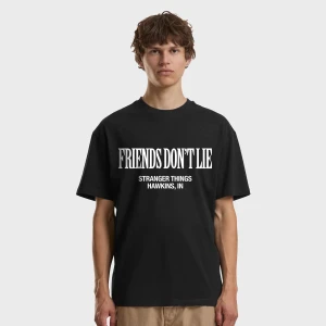 Mister Tee Stranger Things Friends don’t Lie Loose mężczyźni T-Shirty i Polo czarny rozmiar Odzież