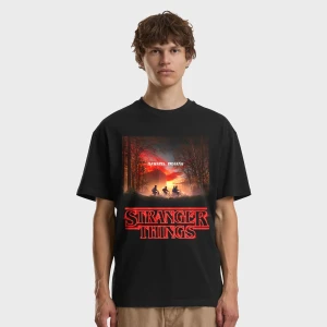 Mister Tee Stranger Things Upside Down Loose mężczyźni T-Shirty i Polo czarny rozmiar Odzież