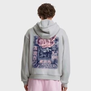 Mister Tee Tokyo City Life Fluffy Zip Hoody mężczyźni Bluzy szary rozmiar Odzież