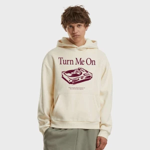 Mister Tee Turn Me On Record Player Fluffy Hoody mężczyźni Bluzy beż rozmiar Odzież
