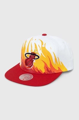 Mitchell&Ness czapka z daszkiem bawełniana MIAMI HEAT kolor biały wzorzysta