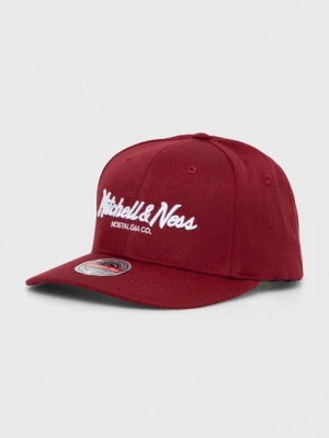 Mitchell&Ness czapka z daszkiem z domieszką wełny kolor bordowy z aplikacją