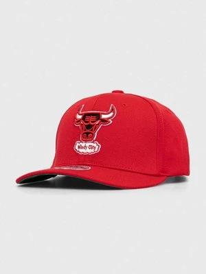 Mitchell&Ness czapka z daszkiem z domieszką wełny kolor czerwony z aplikacją