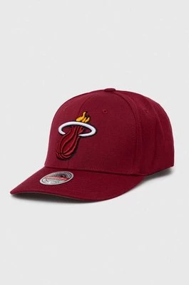 Mitchell&Ness czapka z daszkiem z domieszką wełny Miami Heat kolor bordowy z aplikacją