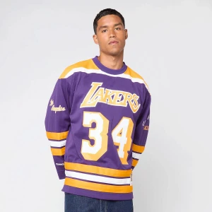 Mitchell & Ness NBA Los Angeles Lakers Maxxed Out Fashion Jersey mężczyźni Długie rękawy fioletowy rozmiar Odzież
