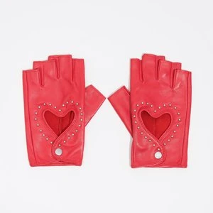 Mitenki skóra serce czerwone BIMBA Y LOLA