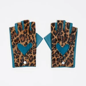 Mitenki skóra serce panterka BIMBA Y LOLA