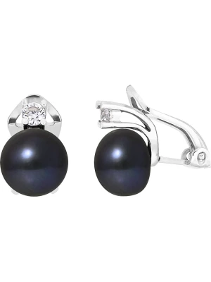 Pearline Srebrne klipsy z kryształkami i perłami w kolorze tahiti rozmiar: onesize