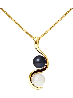Mitzuko Złoty naszyjnik "You&Me" z perłami w kolorze białym i tahiti - dł. 42 cm rozmiar: onesize