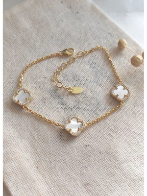 Miu Silver Pozłacana bransoletka z cyrkoniami i masą perłową rozmiar: onesize