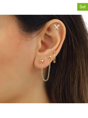 Miu Silver Pozłacane kolczyki (3 szt.) z cyrkoniami rozmiar: onesize