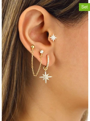 Miu Silver Pozłacane kolczyki (3 szt.) z cyrkoniami rozmiar: onesize