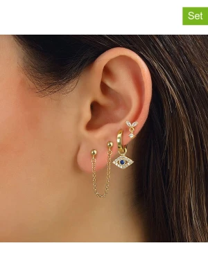 Miu Silver Pozłacane kolczyki (3 szt.) z cyrkoniami rozmiar: onesize