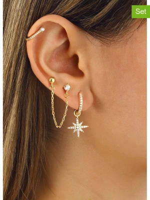 Miu Silver Pozłacane kolczyki (3 szt.) z cyrkoniami rozmiar: onesize