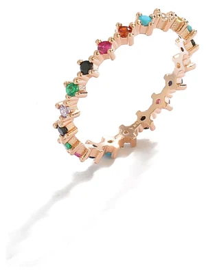 Miu Silver Pozłacany pierścionek z kamieniami szlachetnymi rozmiar: 48