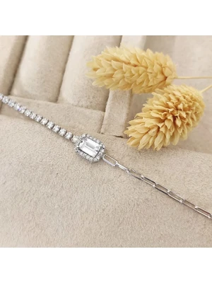 Miu Silver Srebrna bransoletka z cyrkoniami rozmiar: onesize